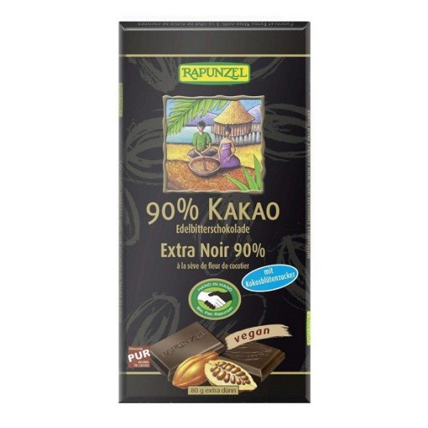 Rapunzel bio keserű csokoládé 90% 80g