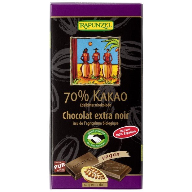 Rapunzel bio keserűcsokoládé 70% 80g 