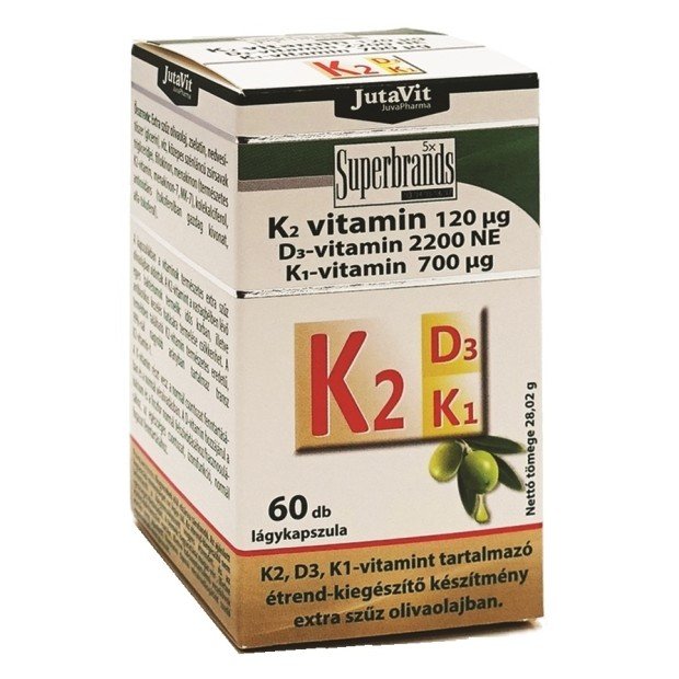 Jutavit k2+d3+k1 vitamin lágykapszula 60db