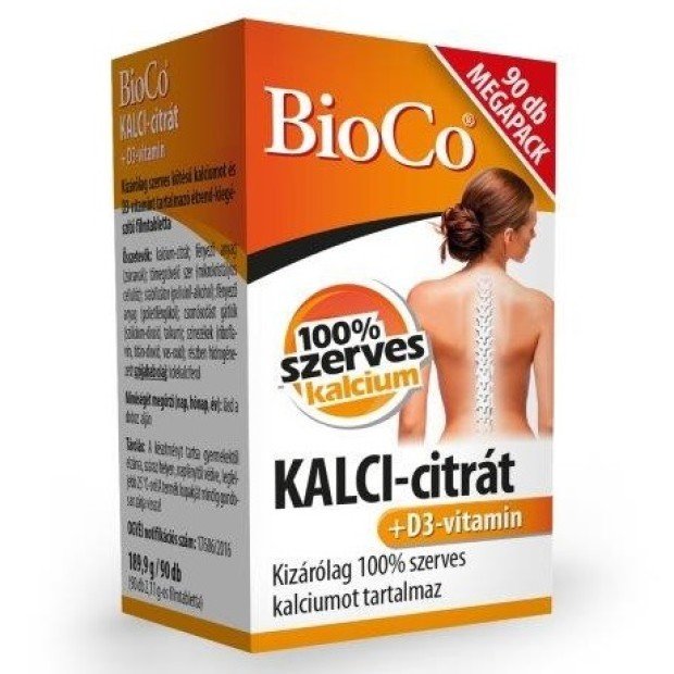 Bioco kalci-citrát+d3-vitamin filmtabletta 90db