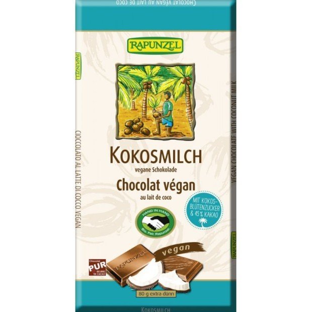 Rapunzel bio kókusztejes csokoládé 80g