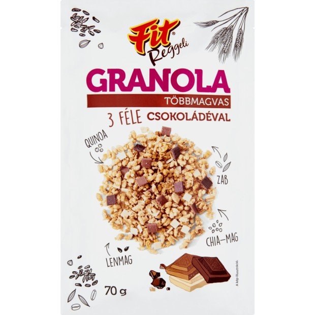 Fit reggeli granola 3 féle csokival 70g