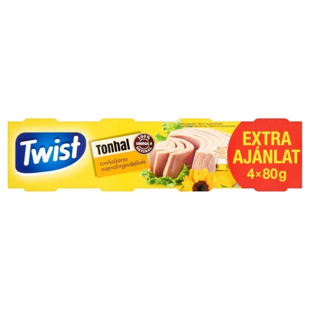 Twist 3+1 tonhaltörzs napraforgó olajban 4X80g 