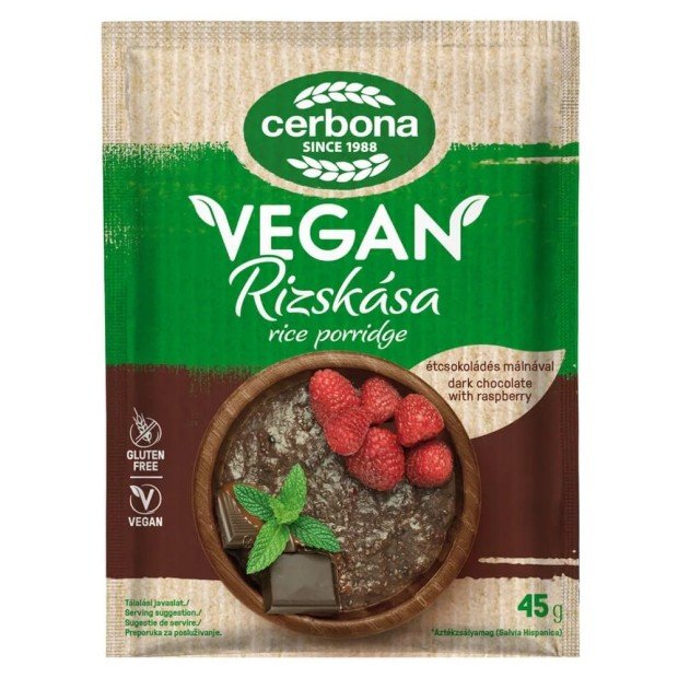 Cerbona vegán rizskása étcsoki-málna 45g