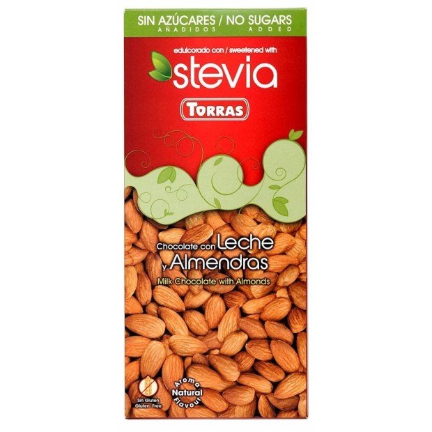 Torras stevia 09. tejcsokoládé mandulás 125g