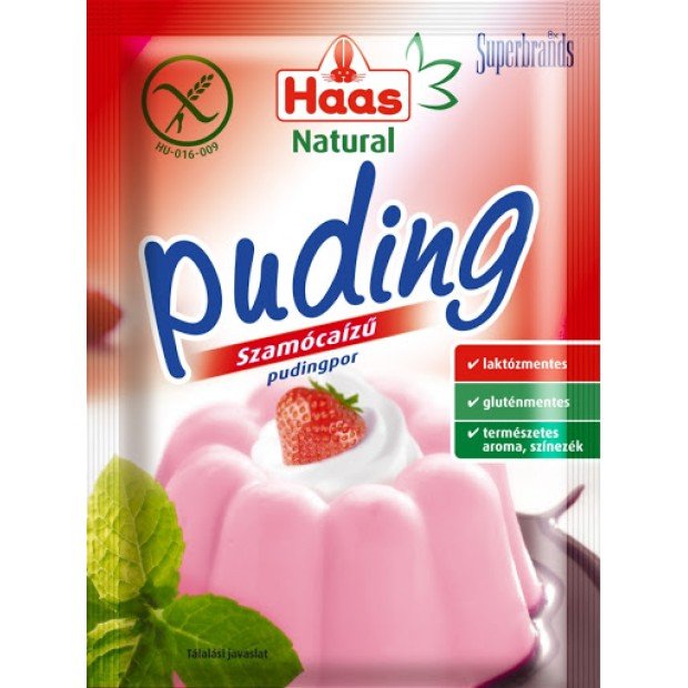 Haas puding szamóca natural 40g 