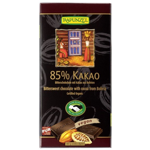 Rapunzel bio keserűcsokoládé 85% 80g 